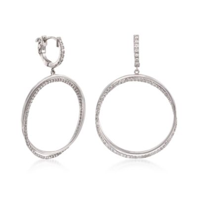 1.10 ct. t.w. Diamond Double Drop Hoop Earrings in 14kt White Gold &mdash; Alt Image 3