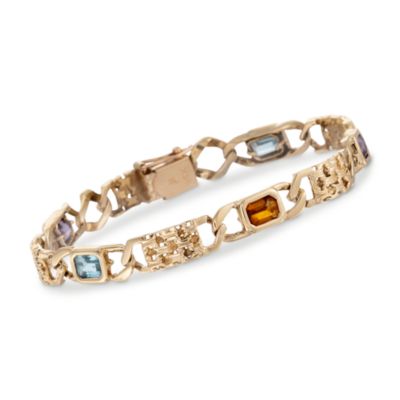 C.1980 Vintage 4.25 ct. t.w. Multi-Gem Bracelet In 14kt Yellow Gold. 7" &mdash; Alt Image 1