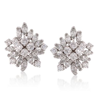 C. 1980 Vintage Kwiat 7.10 ct. t.w. Diamond Earrings in Platinum &mdash; Alt Image 1