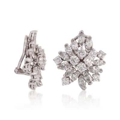 C. 1980 Vintage Kwiat 7.10 ct. t.w. Diamond Earrings in Platinum &mdash; Alt Image 3