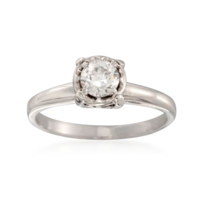 C. 1960 Vintage .50 Carat Diamond Solitaire Ring in 14kt White Gold. Size 6 &mdash; Alt Image 1