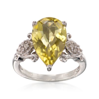5.00 Carat Lime Quartz and .12 ct. t.w. Diamond Ring in Sterling Silver &mdash; Alt Image 1