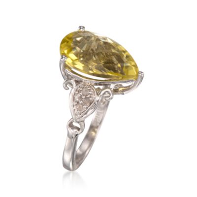 5.00 Carat Lime Quartz and .12 ct. t.w. Diamond Ring in Sterling Silver &mdash; Alt Image 3