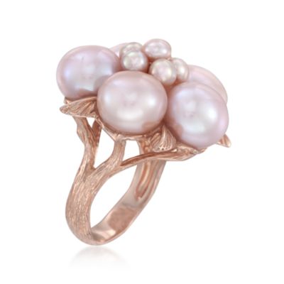 Pink Pearl Floral Statement Ring in 18kt Over Sterling &mdash; Alt Image 3
