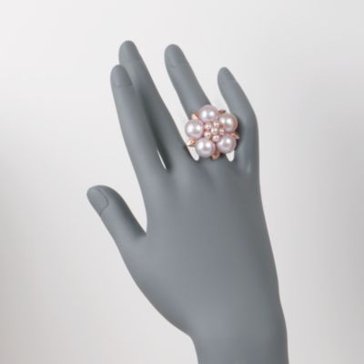 Pink Pearl Floral Statement Ring in 18kt Over Sterling &mdash; Alt Image 2