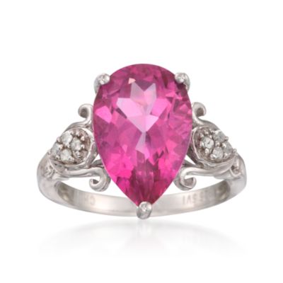 6.75 Carat Pink Topaz and .12 ct. t.w. Diamond Ring in Sterling Silver &mdash; Alt Image 1