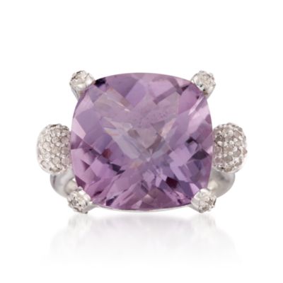14.00 Carat Rose De France Amethyst and .43 ct. t.w. Diamond Ring in Sterling Silver &mdash; Alt Image 1