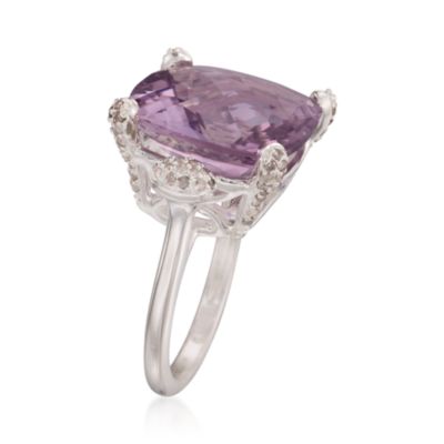 14.00 Carat Rose De France Amethyst and .43 ct. t.w. Diamond Ring in Sterling Silver &mdash; Alt Image 3