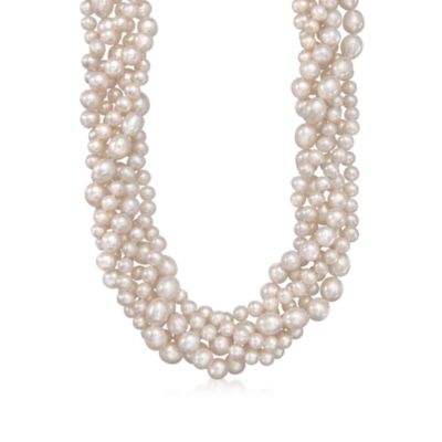 Pearl Torsade Necklace in Sterling Silver. 20" &mdash; Alt Image 1