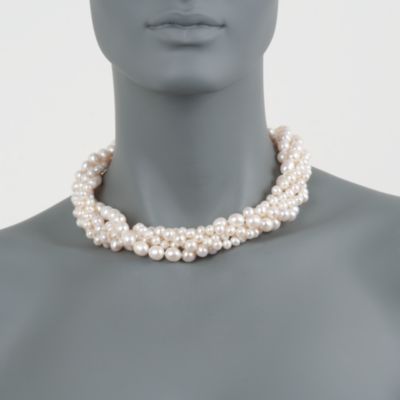 Pearl Torsade Necklace in Sterling Silver. 20" &mdash; Alt Image 2