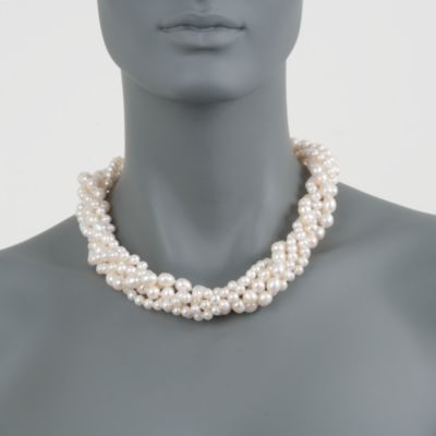 Pearl Torsade Necklace in Sterling Silver. 20" &mdash; Alt Image 3