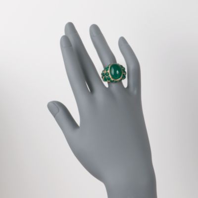 Green Agate and .10 ct. t.w. Diamond Dome Ring in 18kt Over Sterling &mdash; Alt Image 2