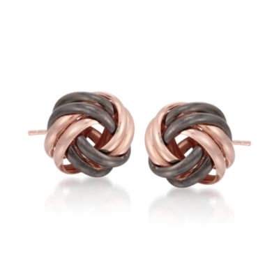 Love Knot Earrings in Sterling Silver Two-Tone &mdash; Alt Image 1