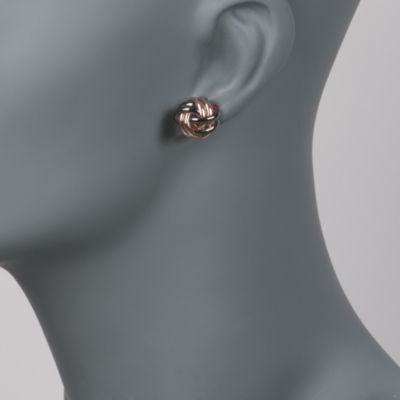 Love Knot Earrings in Sterling Silver Two-Tone &mdash; Alt Image 2