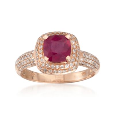 2.10 Carat Ruby and .50 ct. t.w. Diamond Ring in 14kt Rose Gold &mdash; Alt Image 1
