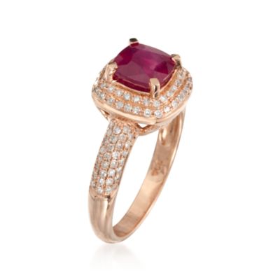 2.10 Carat Ruby and .50 ct. t.w. Diamond Ring in 14kt Rose Gold &mdash; Alt Image 3
