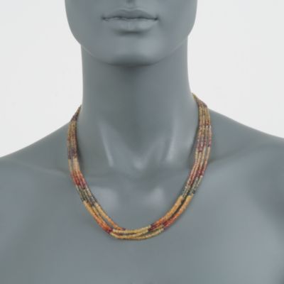 190.00 ct. t.w. Multicolored Sapphire Four-Strand Bead Necklace in 14kt Yellow Gold. 20" &mdash; Alt Image 3