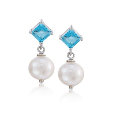 3-Pair Set of 3.70 ct. t.w. Multi-Gem and Pearl Drop Earrings in Sterling Silver &mdash; Alt Image 3