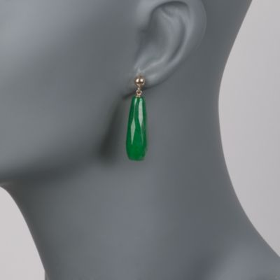 Green Agate Earrings in 14kt Yellow Gold &mdash; Alt Image 2