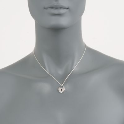 .25 ct. t.w. Diamond Heart Lock Necklace in Sterling Silver &mdash; Alt Image 2