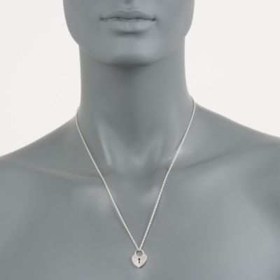 .25 ct. t.w. Diamond Heart Lock Necklace in Sterling Silver &mdash; Alt Image 4