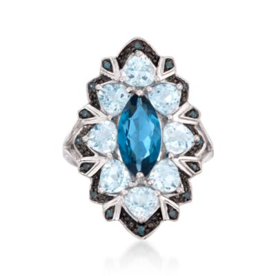 2.20 London Carat Blue Topaz and 2.50 ct. t.w. Aquamarine Ring With Diamonds in Sterling Silver &mdash; Alt Image 1