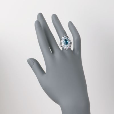 2.20 London Carat Blue Topaz and 2.50 ct. t.w. Aquamarine Ring With Diamonds in Sterling Silver &mdash; Alt Image 2