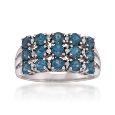 2.05 ct. t.w. London Blue Topaz Ring With Diamonds in Sterling Silver &mdash; Alt Image 1