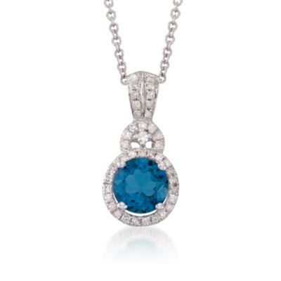1.30 Carat London Blue Topaz Pendant Necklace With .20 ct. t.w. Diamonds in Sterling Silver. 18" &mdash; Alt Image 1