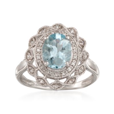 1.10 Carat Aquamarine and .10 ct. t.w. Diamond Ring in Sterling Silver &mdash; Alt Image 1