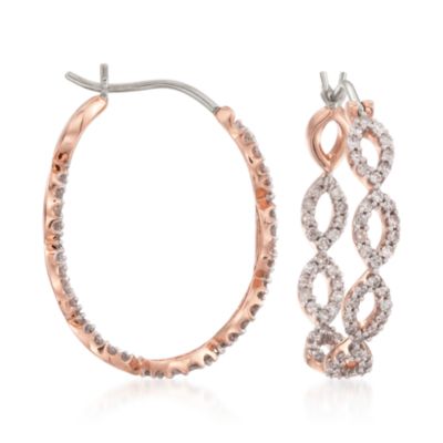 1.00 ct. t.w. Multi-Oval Inside-Outside Diamond Hoop Earrings in 14kt Rose Gold &mdash; Alt Image 1