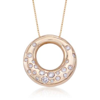 .70 ct. t.w. Diamond Circle Pendant Necklace In 14kt Yellow Gold. 18" &mdash; Alt Image 1