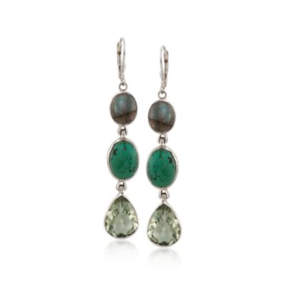 Multi-Gemstone and 16.00 ct. t.w. Amethyst Earrings in Sterling Silver &mdash; Alt Image 1