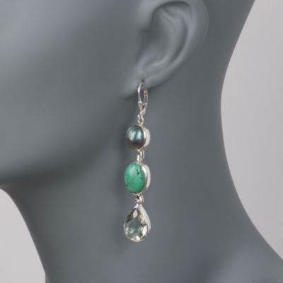 Multi-Gemstone and 16.00 ct. t.w. Amethyst Earrings in Sterling Silver &mdash; Alt Image 2