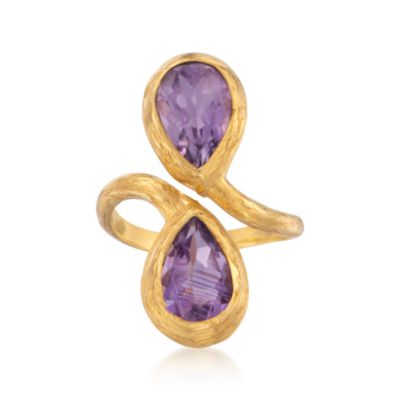 6.00 ct. t.w. Amethyst Bypass Ring in 14kt Over Sterling &mdash; Alt Image 1