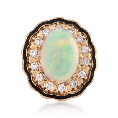 C. 1980 Vintage Opal and .65 ct. t.w. Diamond Ring in 14kt Yellow Gold. Size 6.5 &mdash; Alt Image 1