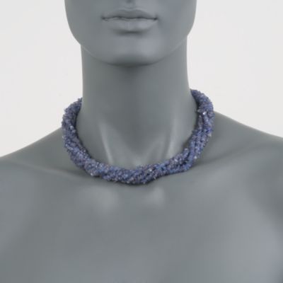 Multi-Strand Tanzanite Chip Necklace in Sterling Silver. 18" &mdash; Alt Image 2