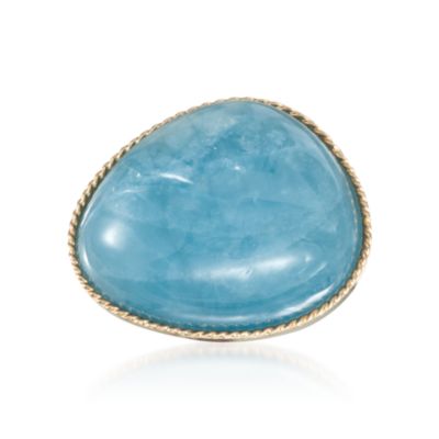 Cabochon Milky Aquamarine Ring in 14kt Yellow Gold &mdash; Alt Image 1