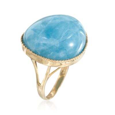 Cabochon Milky Aquamarine Ring in 14kt Yellow Gold &mdash; Alt Image 3
