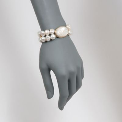 Baroque Pearl Scarab Bracelet in 18kt Over Sterling. 8.5" &mdash; Alt Image 2