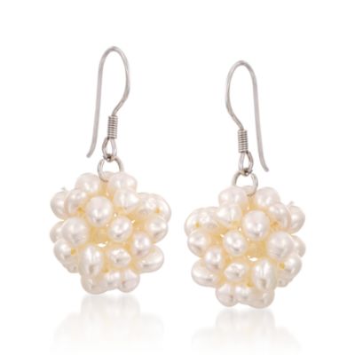 4-5mm Pearl Cluster Earrings in Sterling Silver &mdash; Alt Image 1
