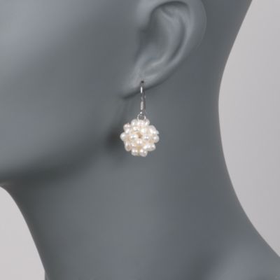 4-5mm Pearl Cluster Earrings in Sterling Silver &mdash; Alt Image 2