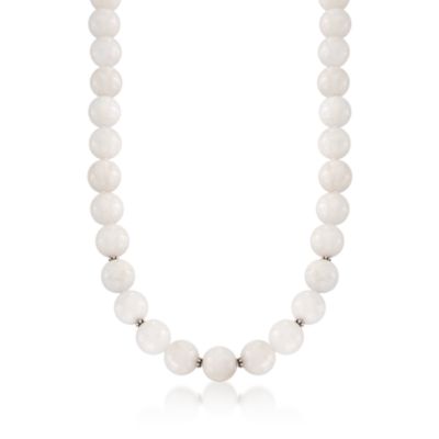 Moonstone Bead Necklace in Sterling Silver. 17" &mdash; Alt Image 1