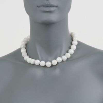Moonstone Bead Necklace in Sterling Silver. 17" &mdash; Alt Image 2