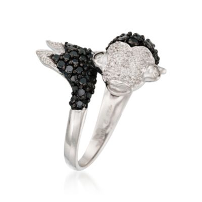 1.40 ct. t.w. Black and White Diamond Koi Fish Ring in Sterling Silver &mdash; Alt Image 3