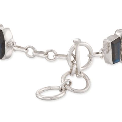 Labradorite and .20 ct. wt. Amethyst Bracelet In Sterling Silver. 8" &mdash; Alt Image 3