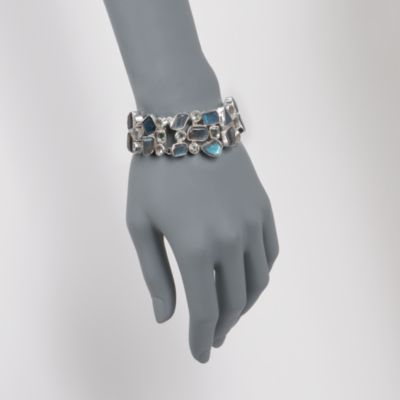 Labradorite and .20 ct. wt. Amethyst Bracelet In Sterling Silver. 8" &mdash; Alt Image 2
