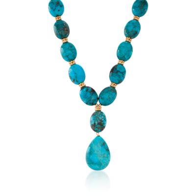 Turquoise Necklace in 18kt Gold Over Sterling Silver. 18" &mdash; Alt Image 1
