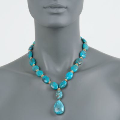Turquoise Necklace in 18kt Gold Over Sterling Silver. 18" &mdash; Alt Image 2