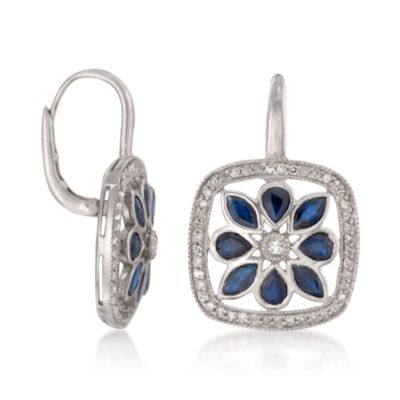 2.80 ct. t.w. Sapphire and .44 ct. t.w. Diamond Earrings With White Topaz in Sterling Silver &mdash; Alt Image 3